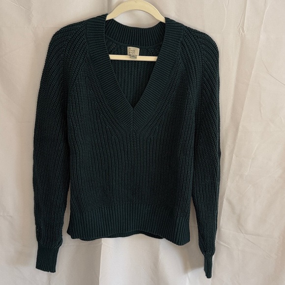 a new day Sweaters - a new day Green V-Neck Chunky Cable Knit Sweater - Small